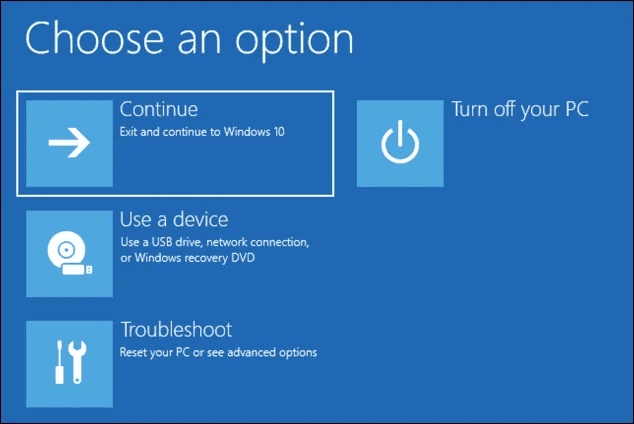 Advanced repair option windows 10