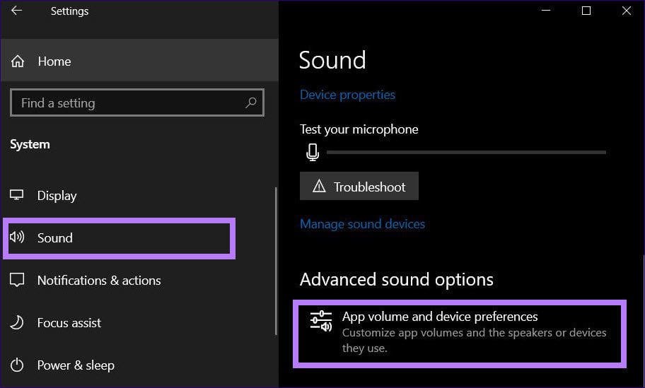 Advanced sound options