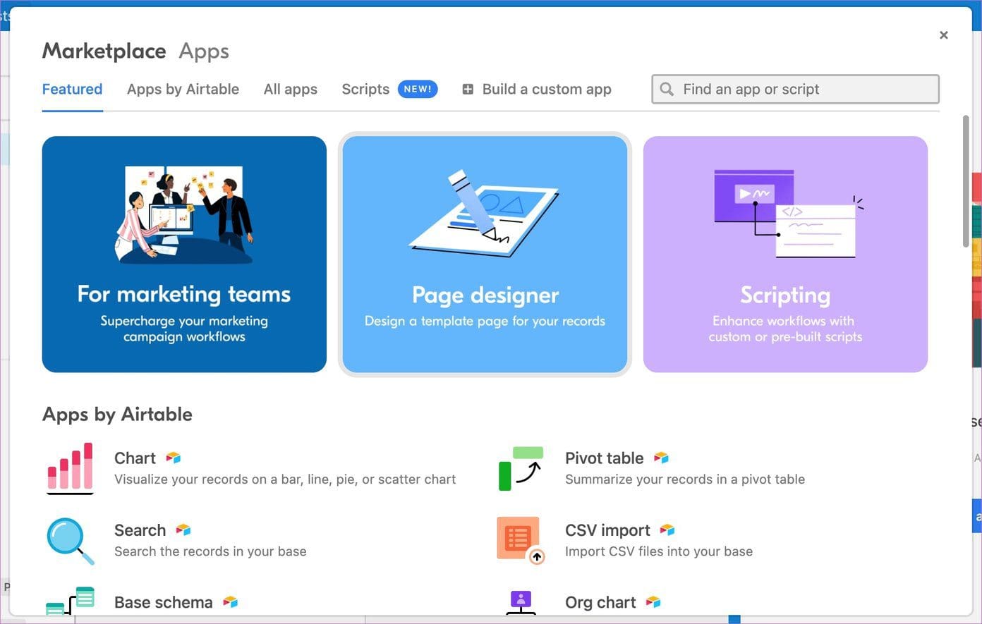 Airtable marketplace
