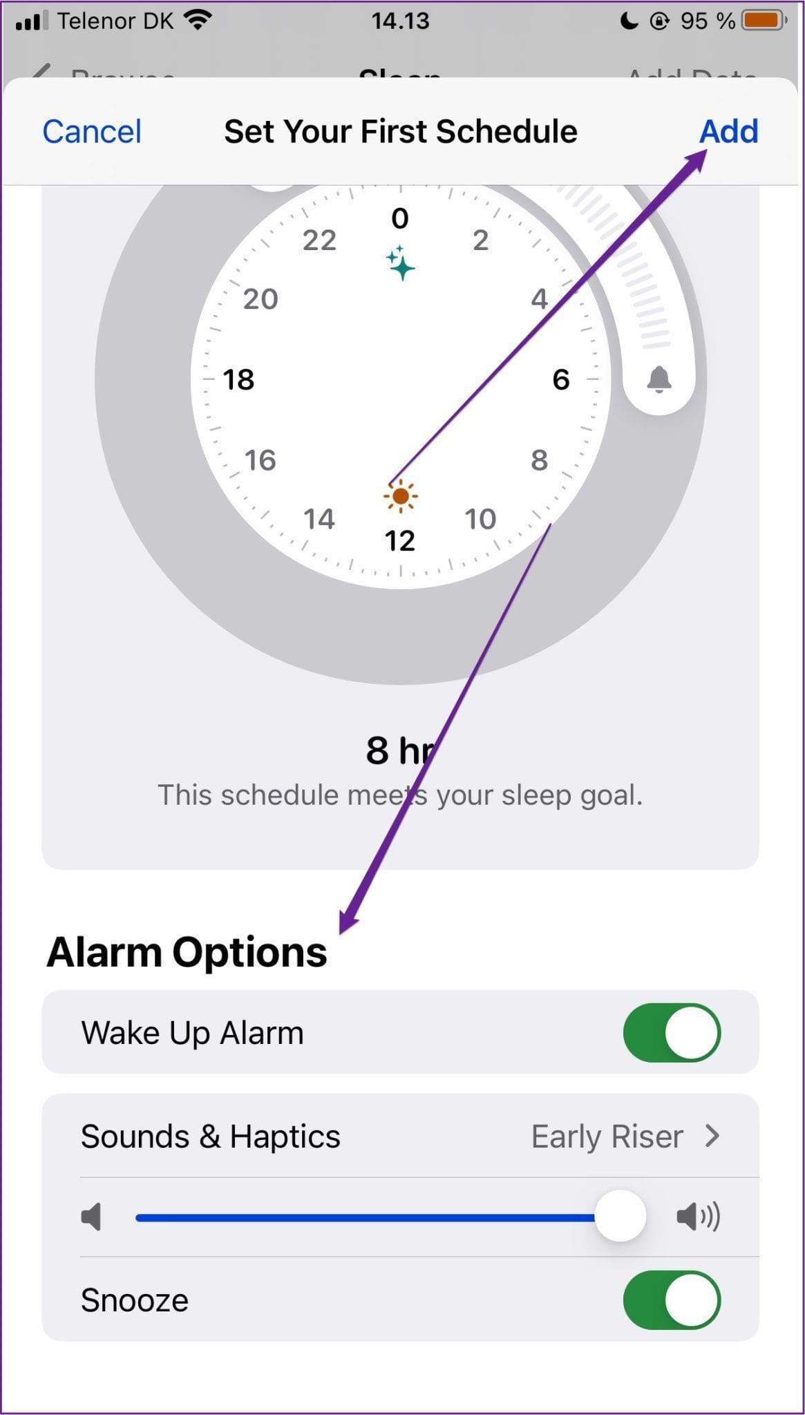 Alarm options sleep iphone