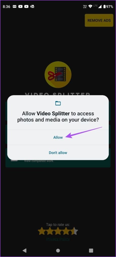 allow access to media video splitter for WhatsApp status android