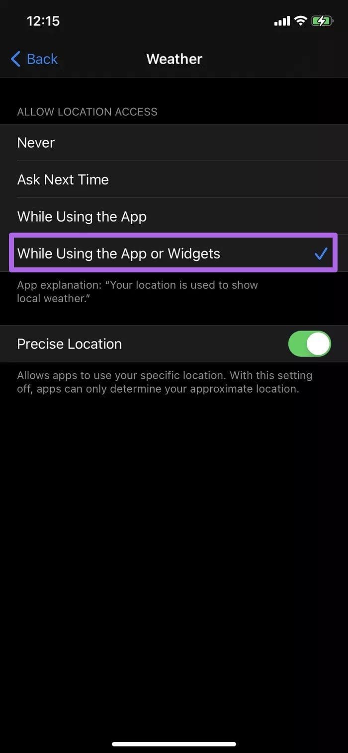 Allow location access
