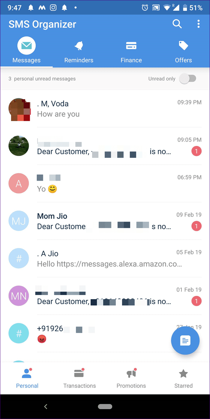 Android Messages Vs Sms Organizer 3
