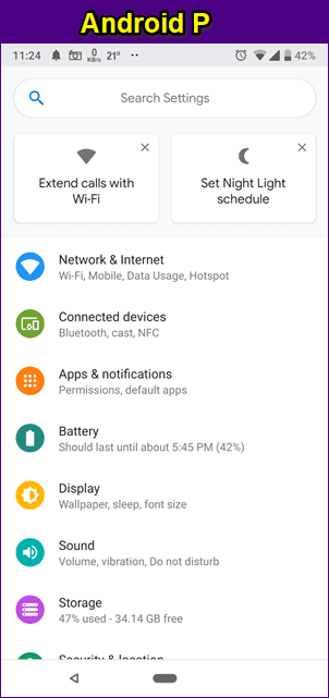 Android P Vs Android Oreo 8