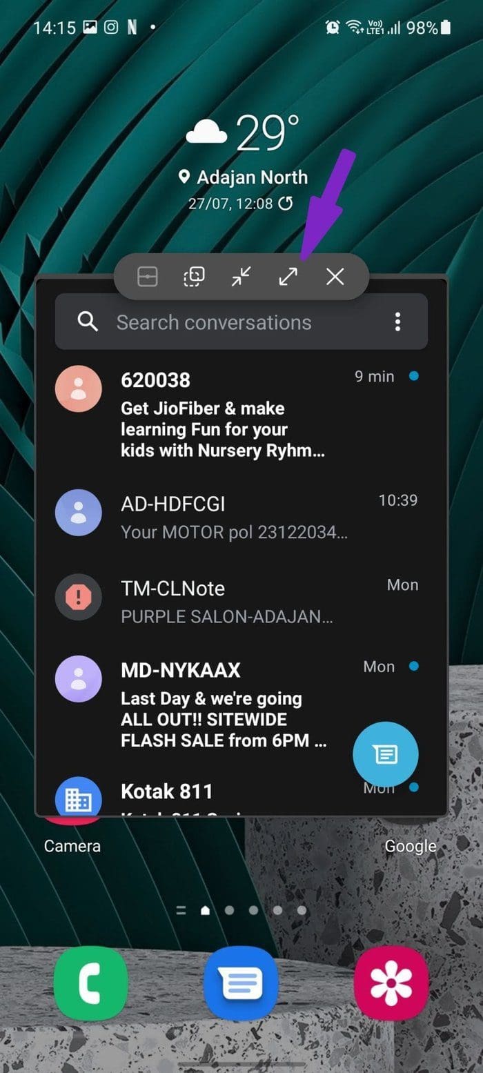 App expand view