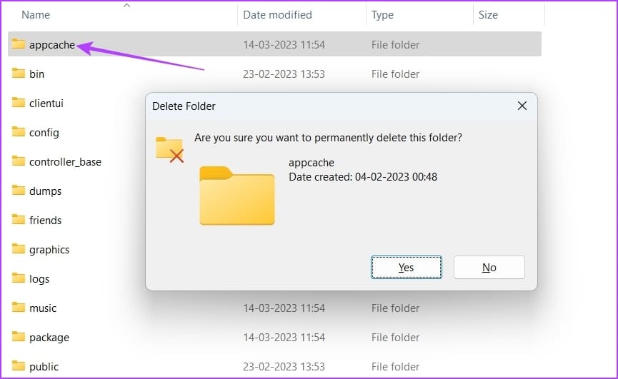 _appcache folder containing Steam cache
