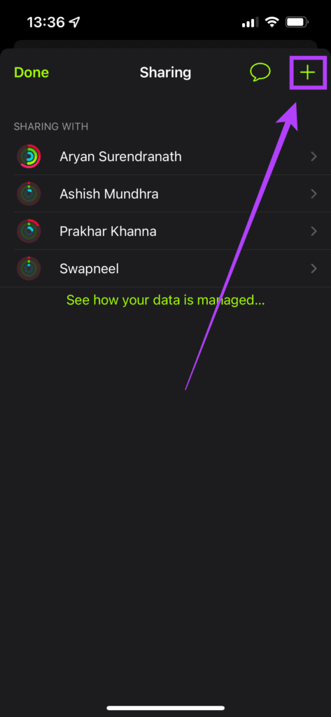Send invite to share activity