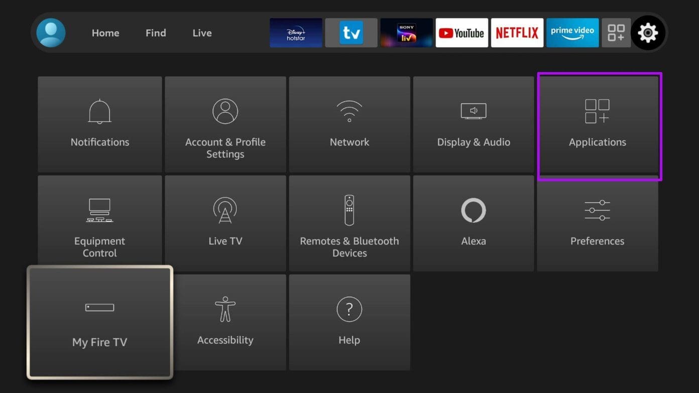Applications menu