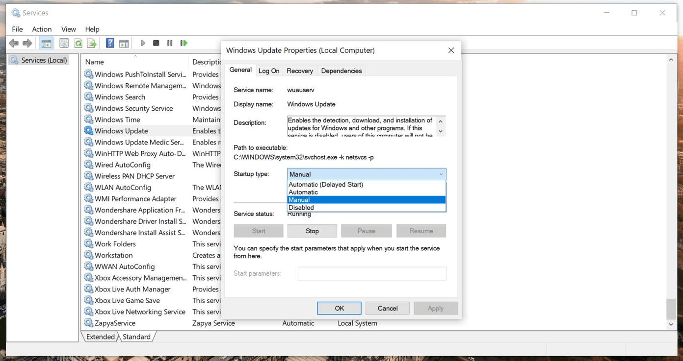 Apply windows update