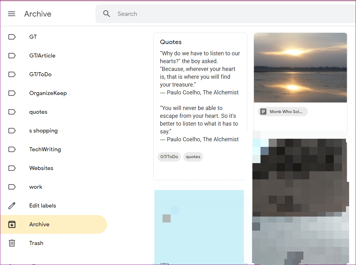 Archive in google keep notes 10