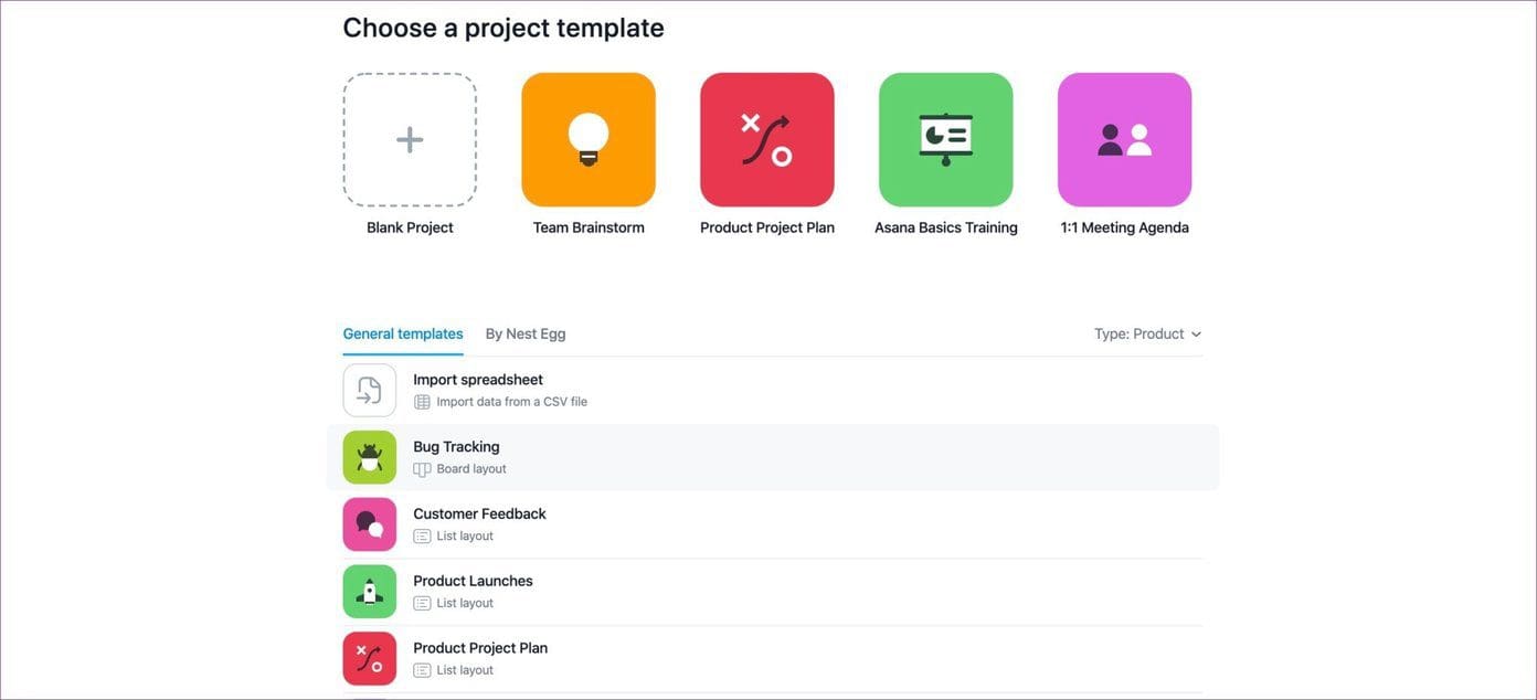 Asana template