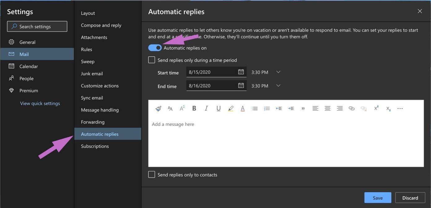 Automatic replies