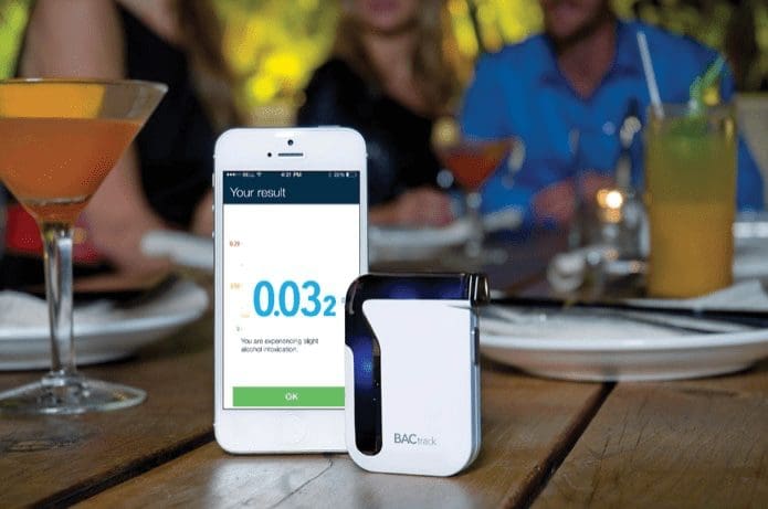 Bactrack Mobile On Table With Drinks 2000X1328