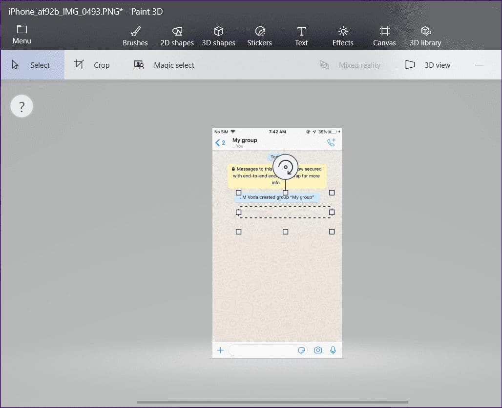 Blur image in paint 3d 10