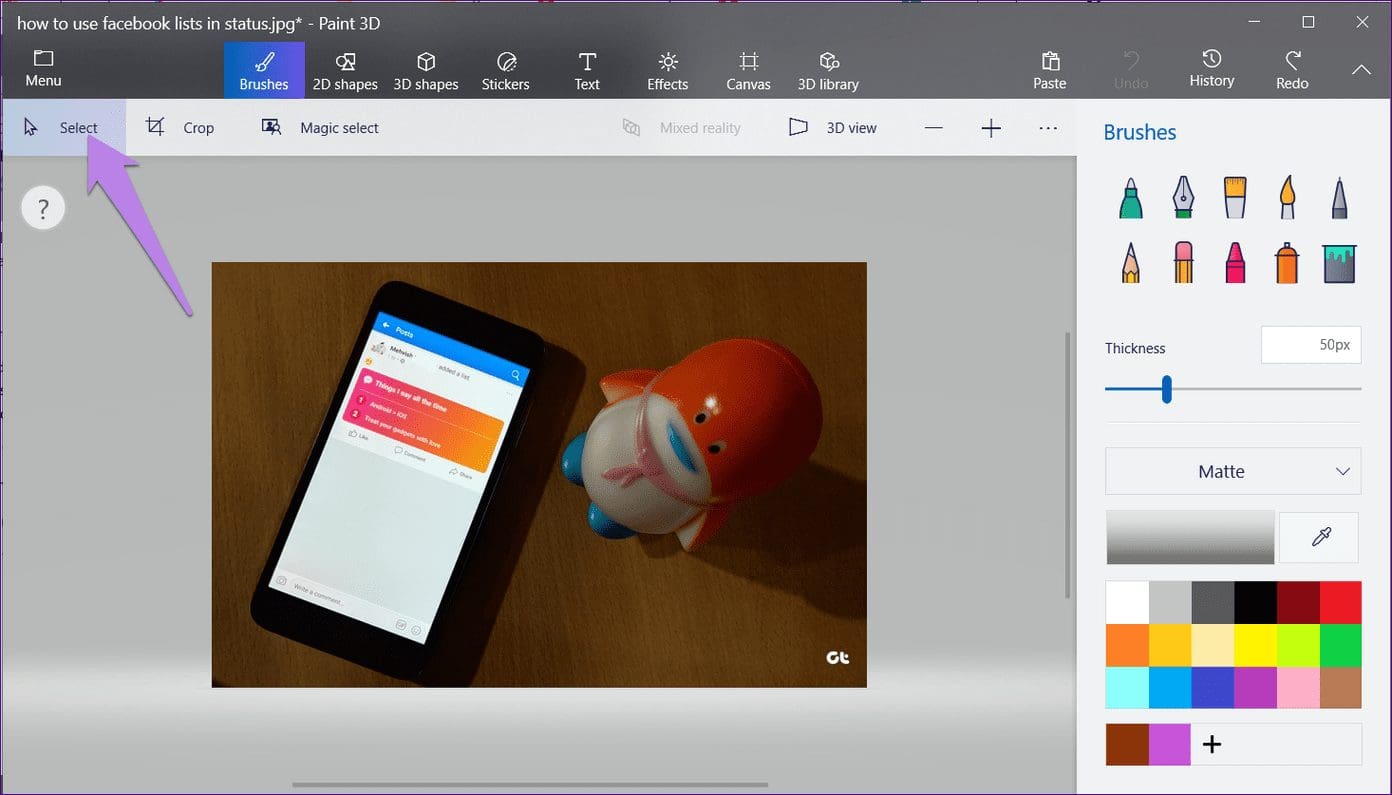 Blur image in paint 3d 1