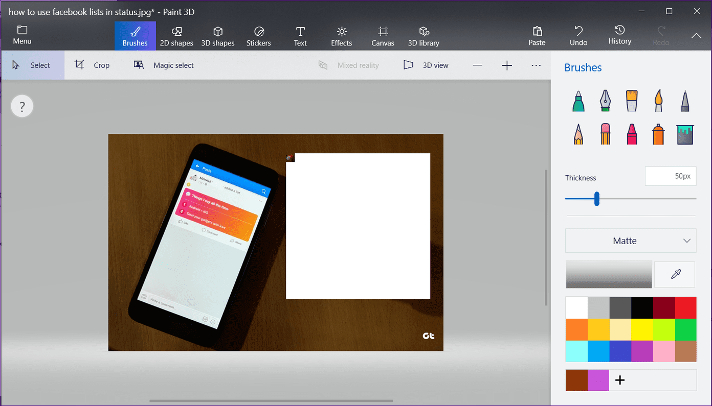 Blur image in paint 3d 5