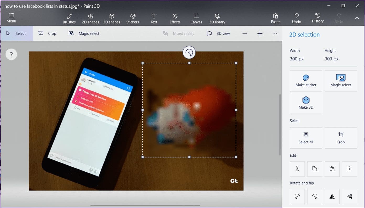 Blur image in paint 3d 7