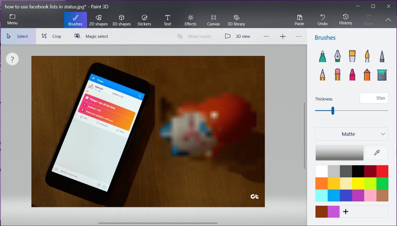 Blur image in paint 3d 8