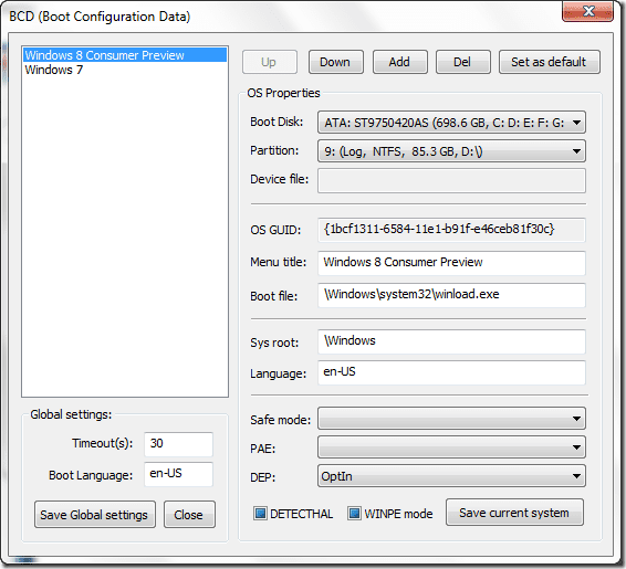 Boot Configuration Data