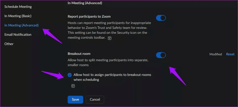 Breakout rooms in zoom