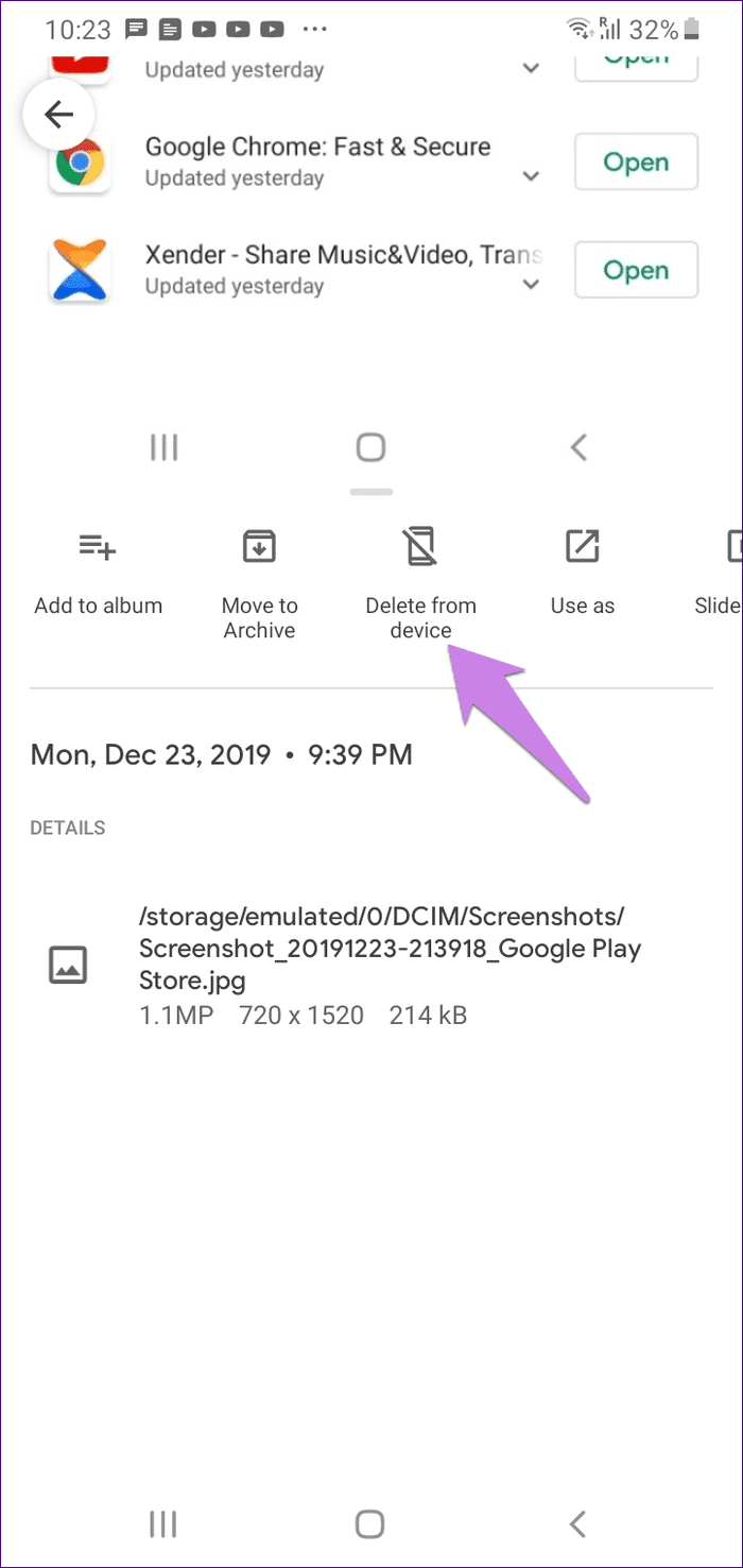 Cannot delete photos from android gallery 2