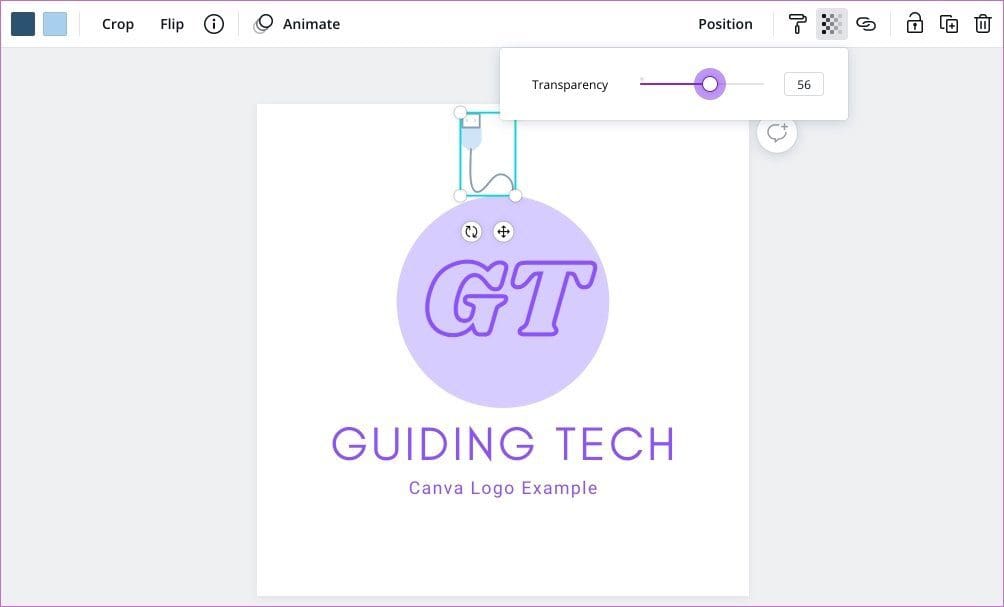 Canva transparency settings on web