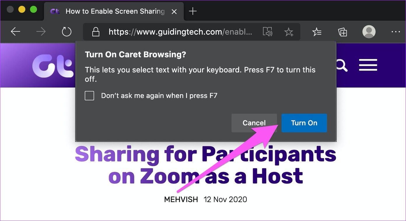 Caret browsing chrome firefox edge how to use 03