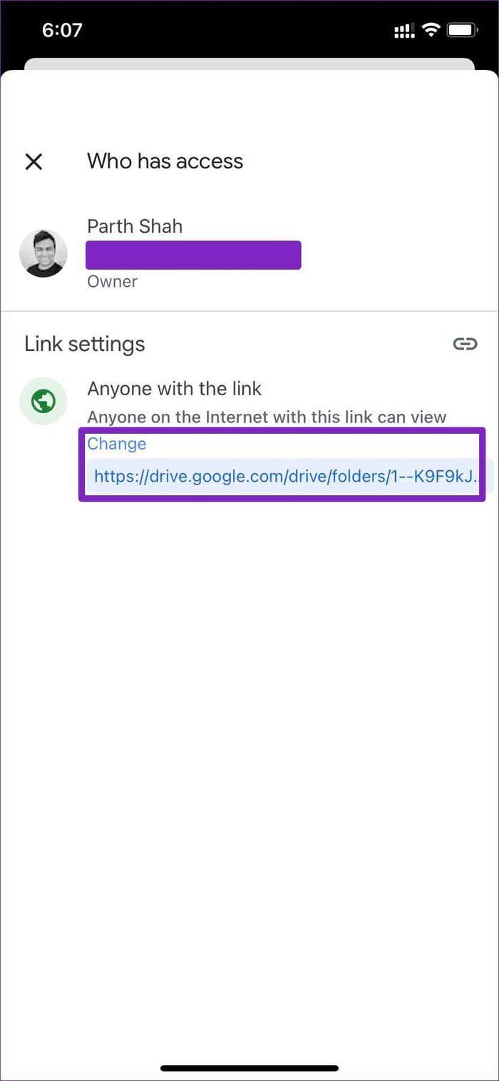 Change folder sharing permission