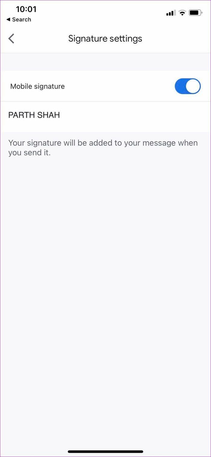 Change mobile signature on gmail