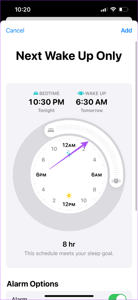 change wakeup time using slider health app iphone