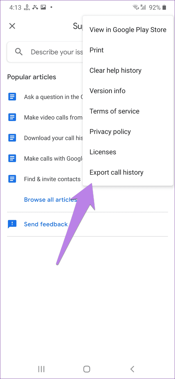 Check google duo call history 27