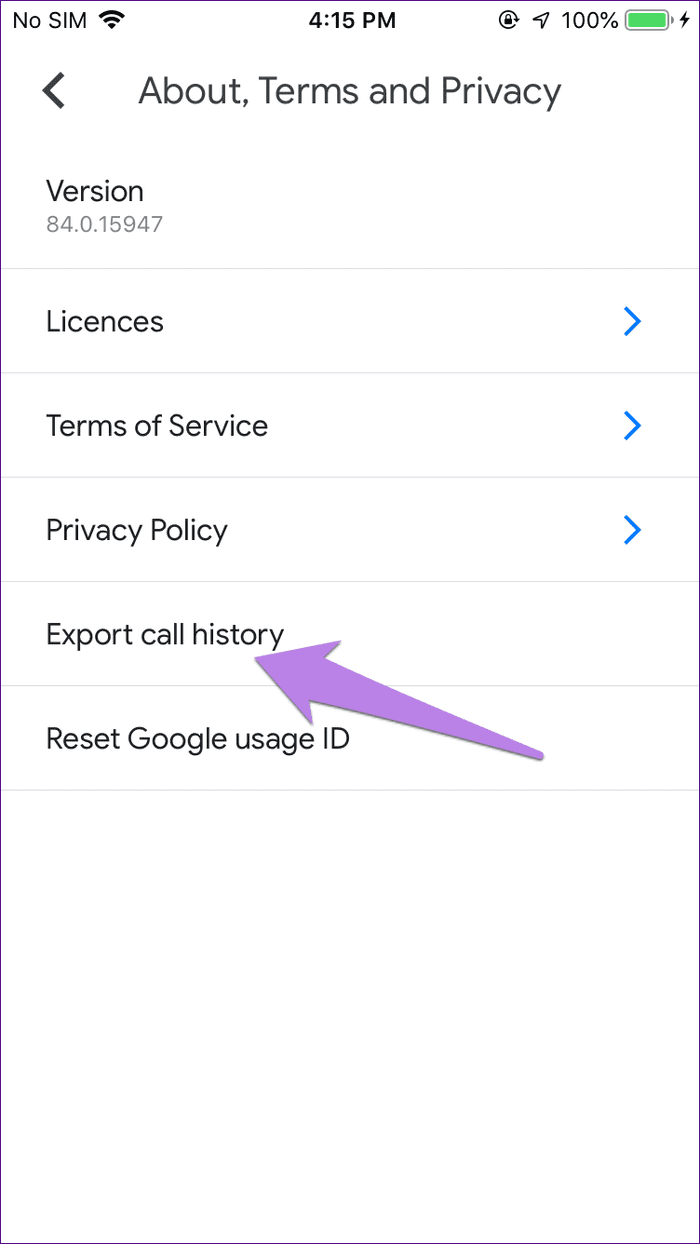 Check google duo call history 31