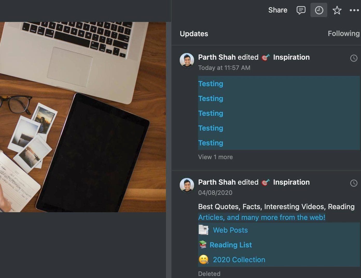 Check notion page historu