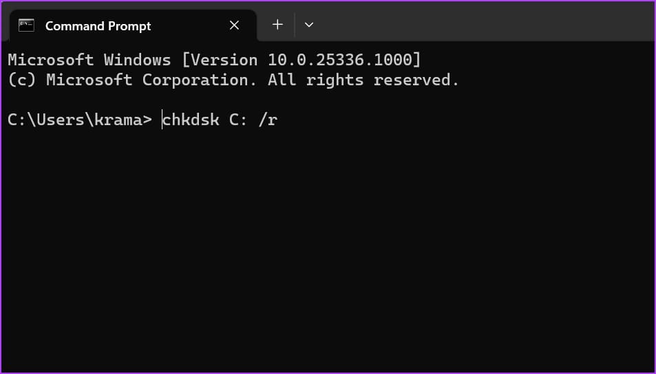 chkdsk scan in CMD