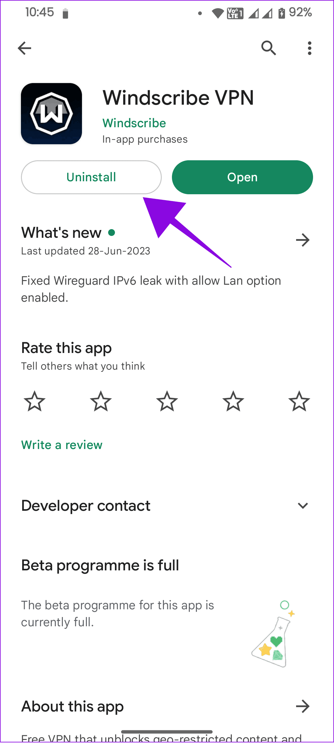 choose Uninstall to confirm