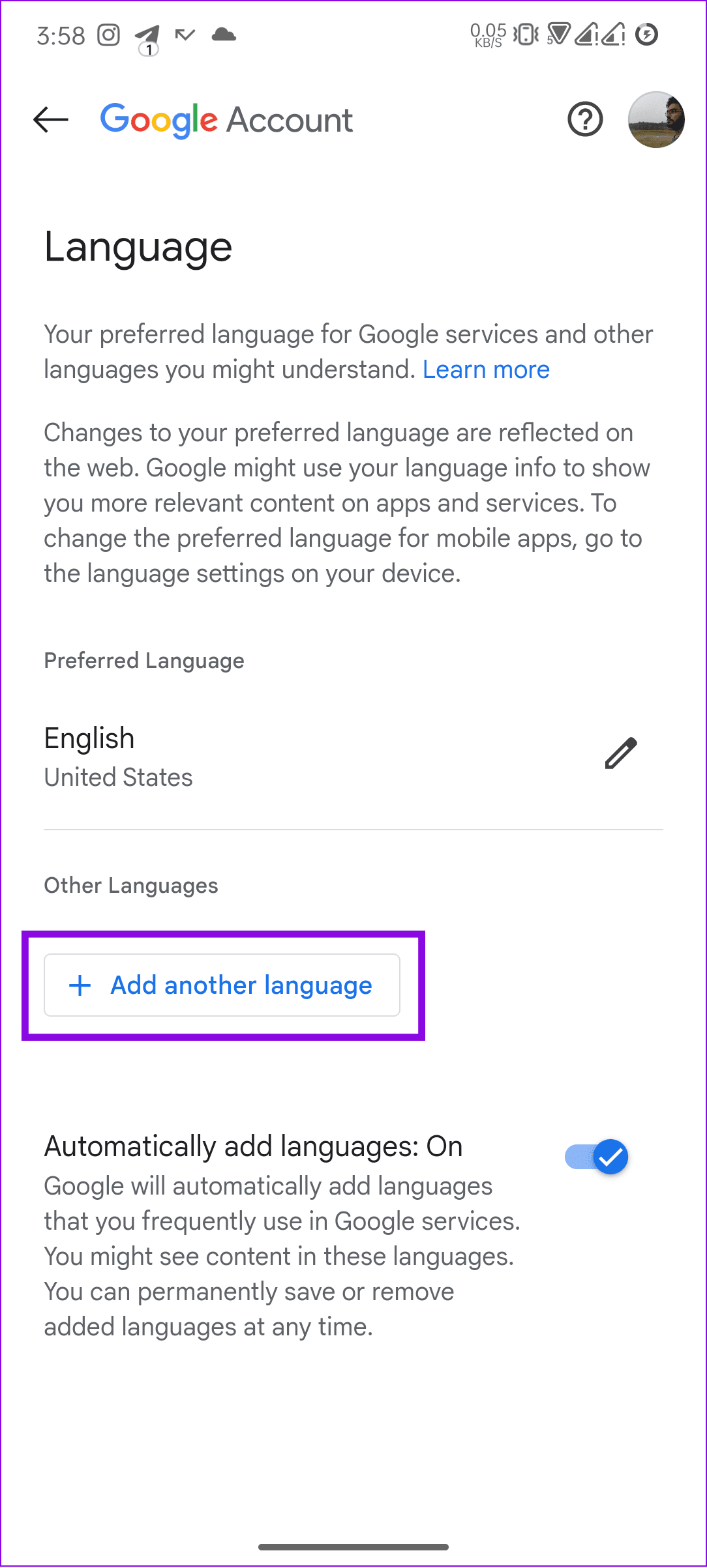 choose add another language