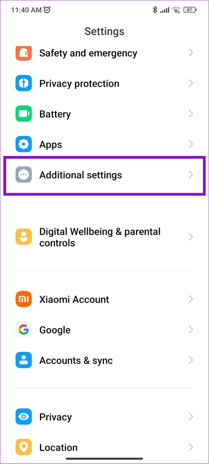 choose additional settings