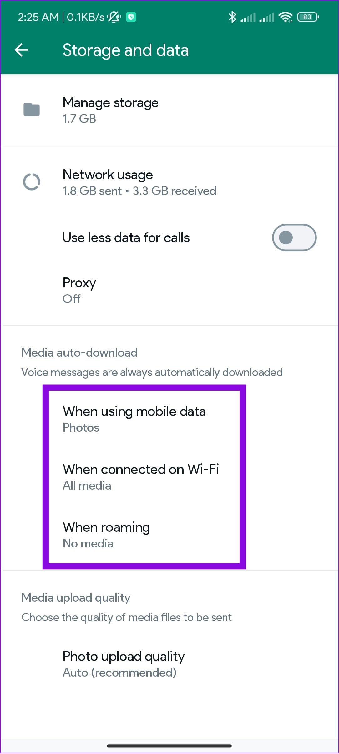 choose any options such as When using mobile data
