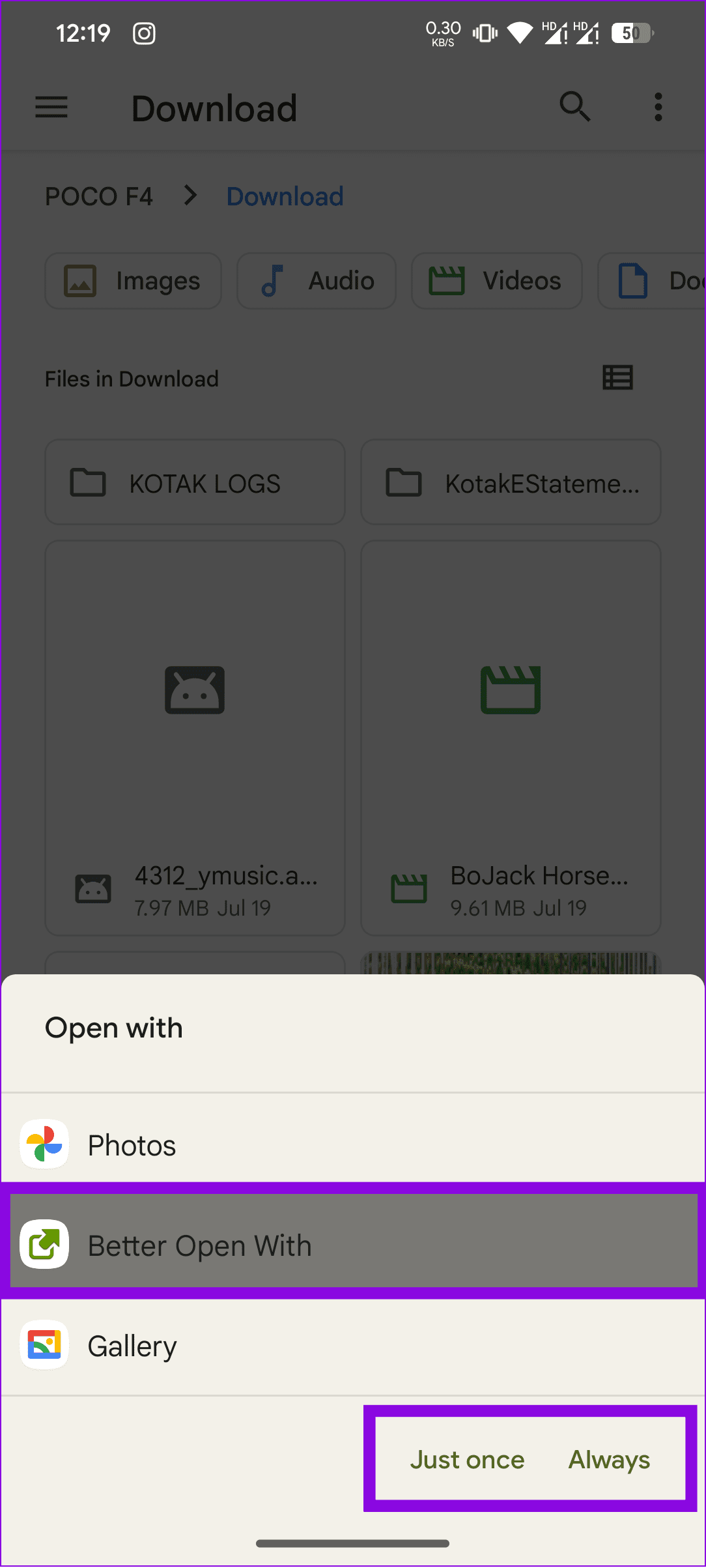 choose better open with and choose just once or always