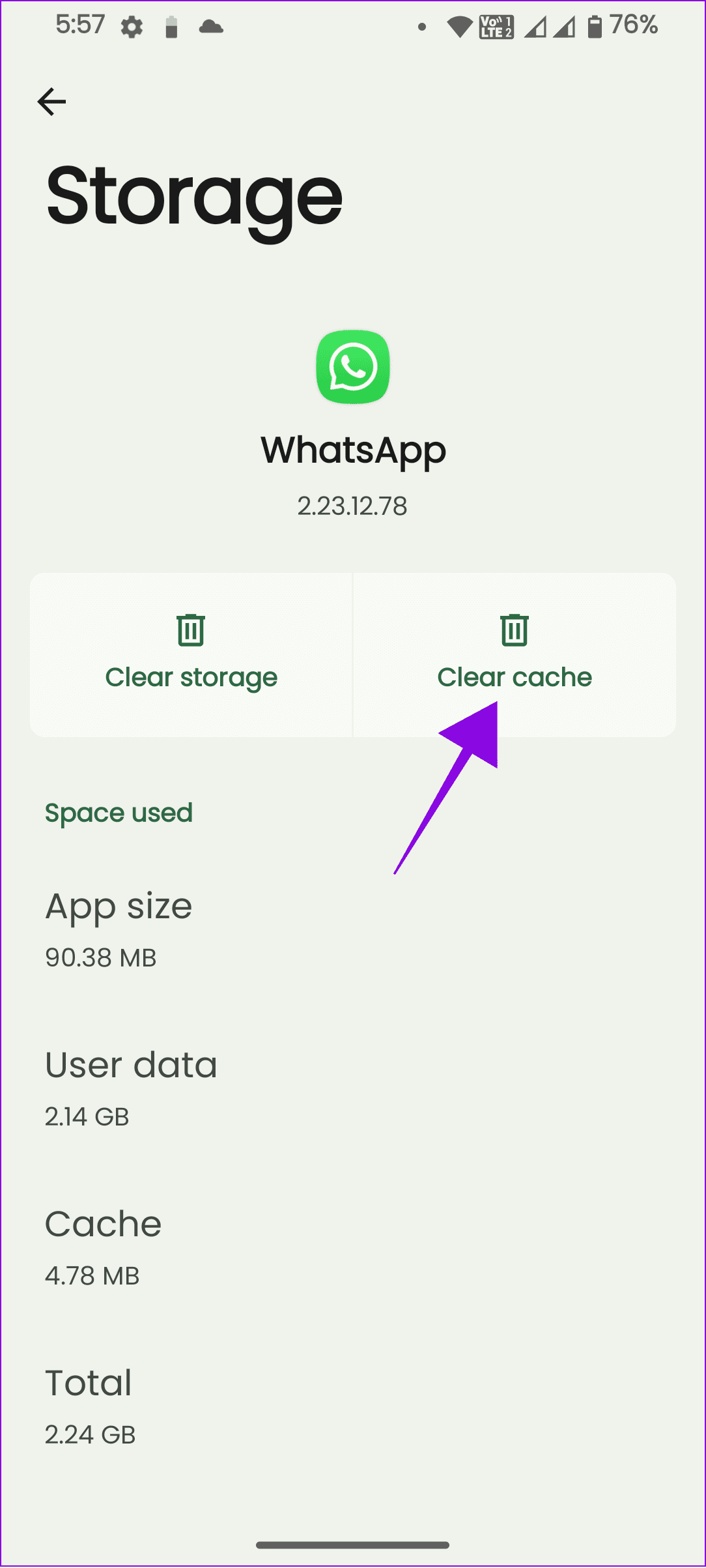 choose clear cache