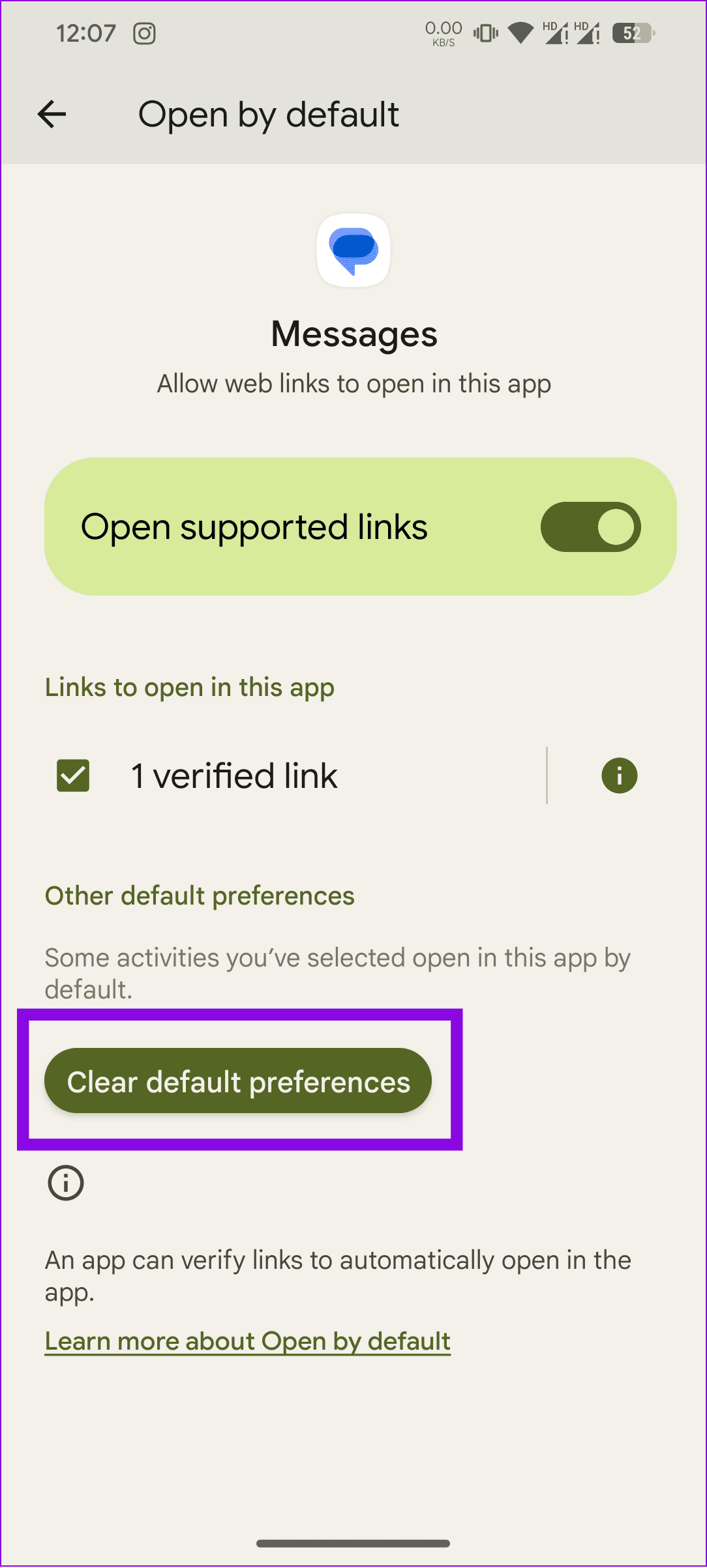 choose clear default preferences