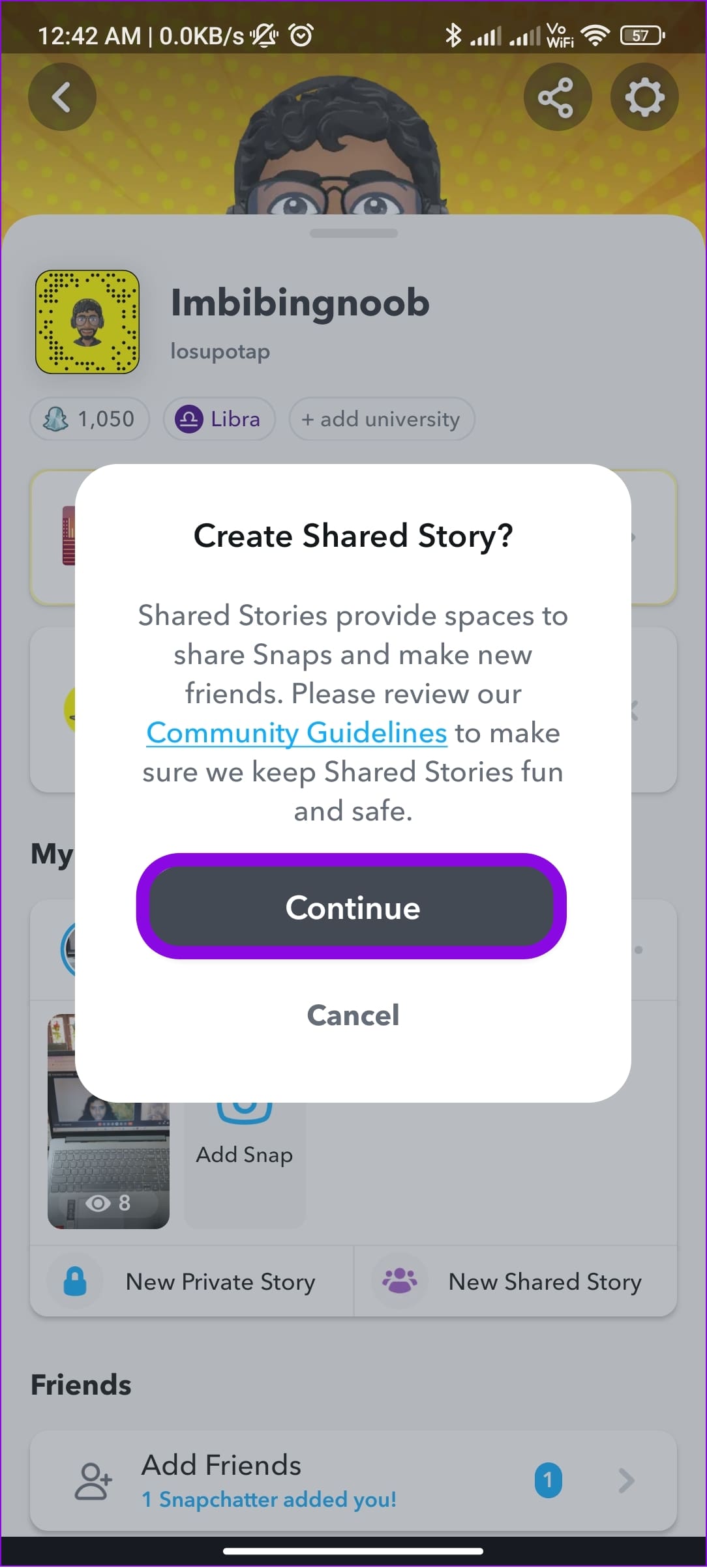 choose continue to confirm