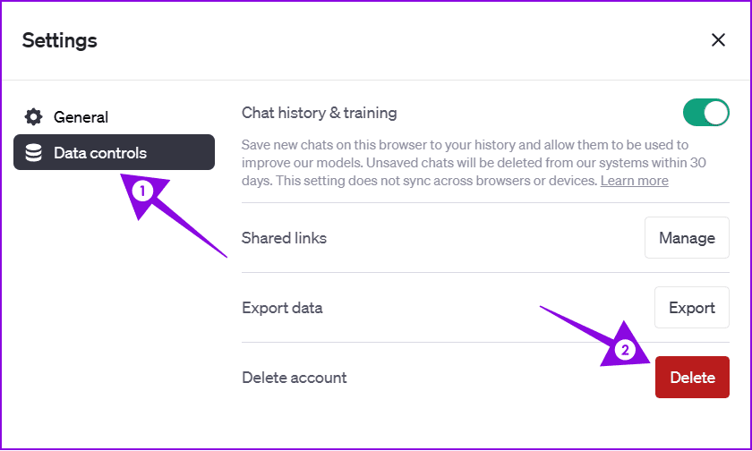choose data control and select Delete