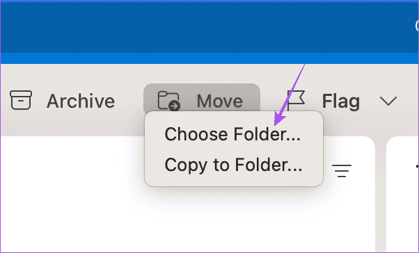 choose folder to move email outlook mac