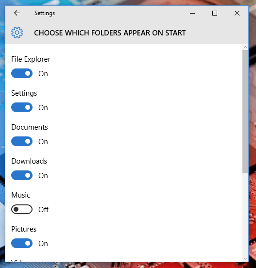 Choose Folders