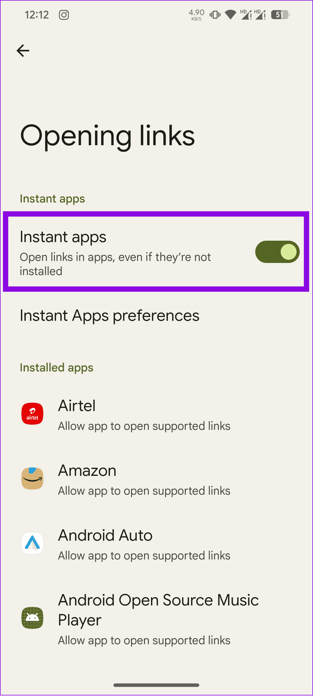 choose instant apps