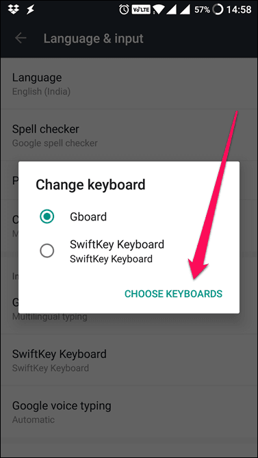 Choose Keyboards In Android Settings