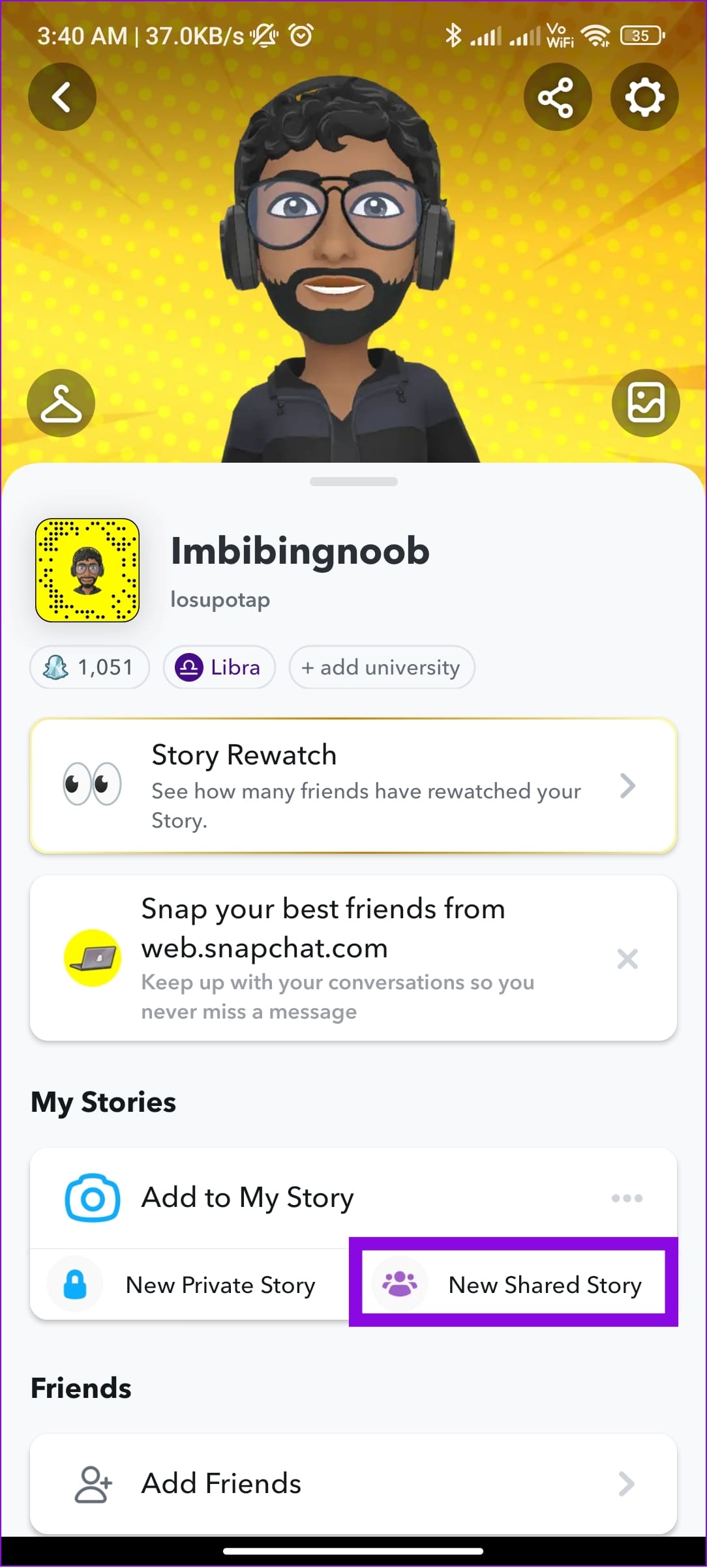 choose new shared story