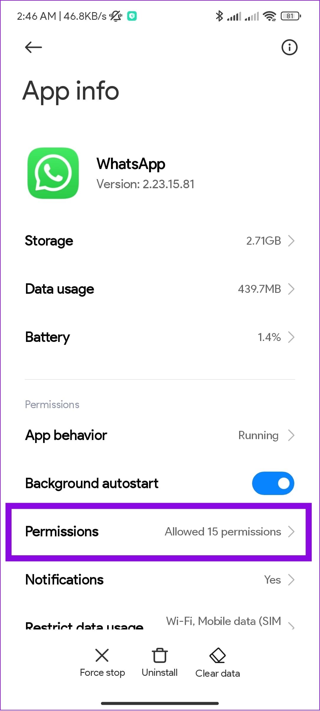 choose permissions