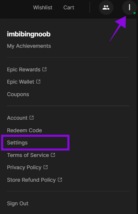 choose profile and then settings
